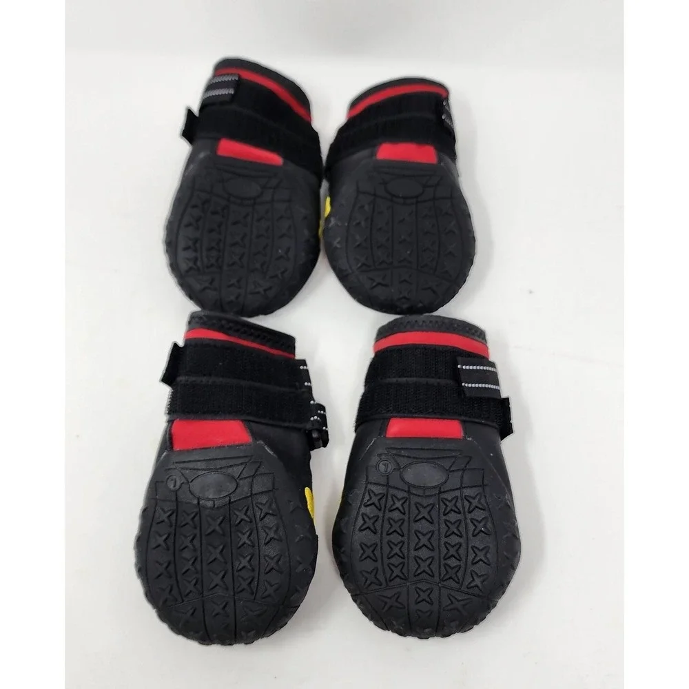 Magic Cindy Waterproof Non-Slip Dog Shoes/Boots Size 7 Red & Black